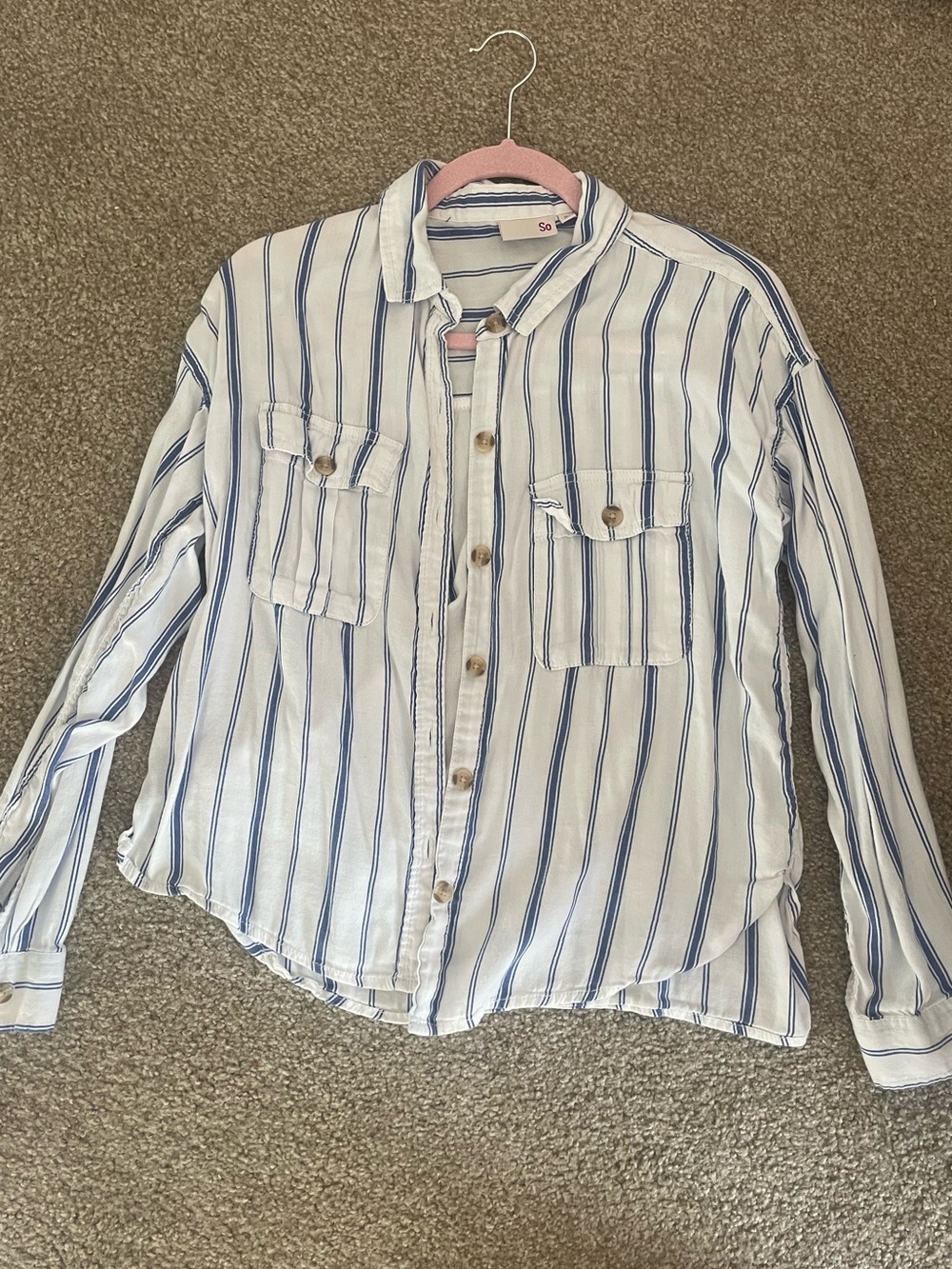 SO White Shirt with Blue Vertical Stripes - Kids
